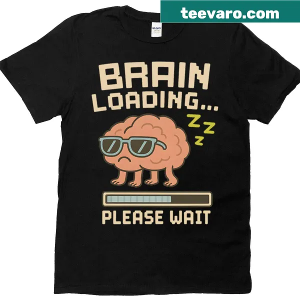 Oversized t-shirt with retro pixelated brain loading graphic for school
