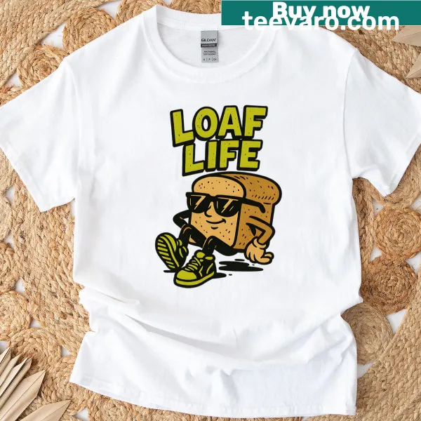 Cute oversized t-shirt featuring a loaf of bread with sunglasses