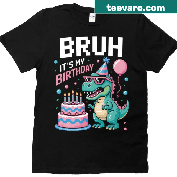 Birthday t-shirt with funny dinosaur graphic for kids' celebrations