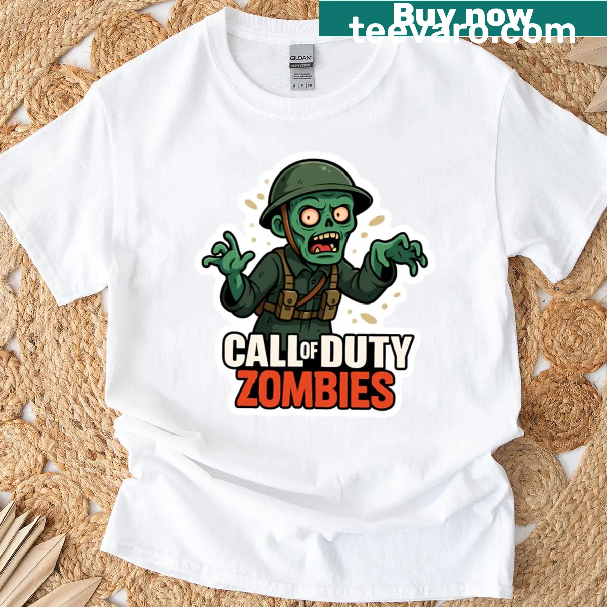 Oversized T-shirt with a zombie soldier design from Call of Duty — on a men's t-shirt
