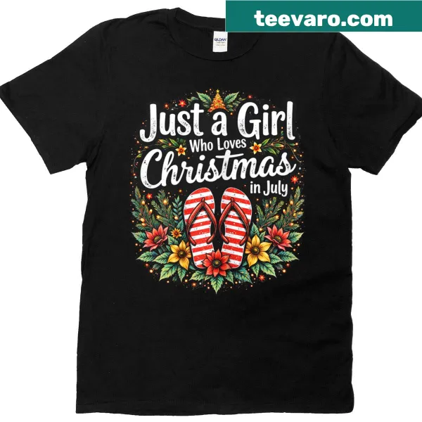 Fun summer-themed t-shirt featuring Christmas in July design