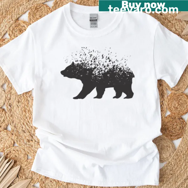 Oversized t-shirt with an abstract grizzly bear graphic art design