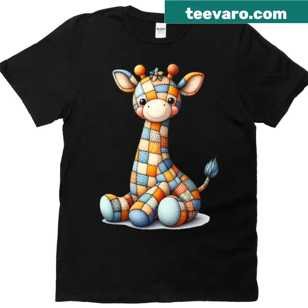 Patchwork design of a giraffe on an oversized T-shirt