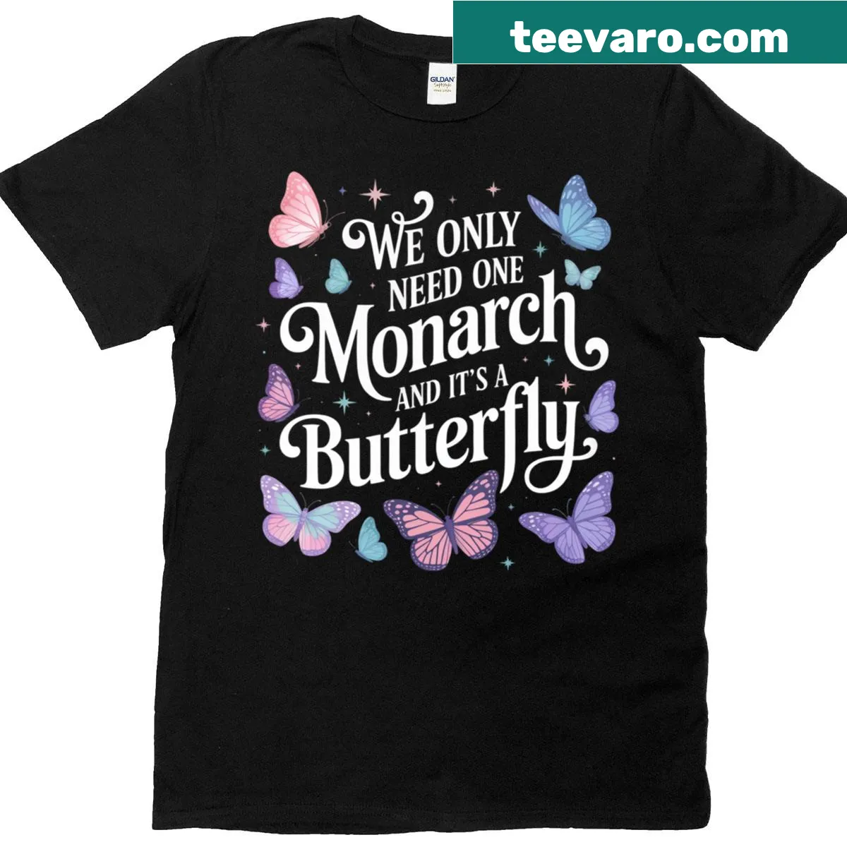 T-shirt featuring a witty butterfly design emphasizing the monarch butterfly — on a men's t-shirt