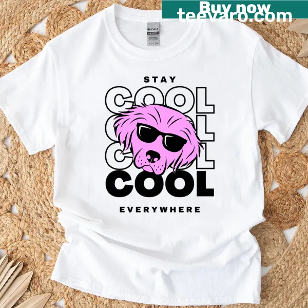 Playful dog graphic on casual T-shirt