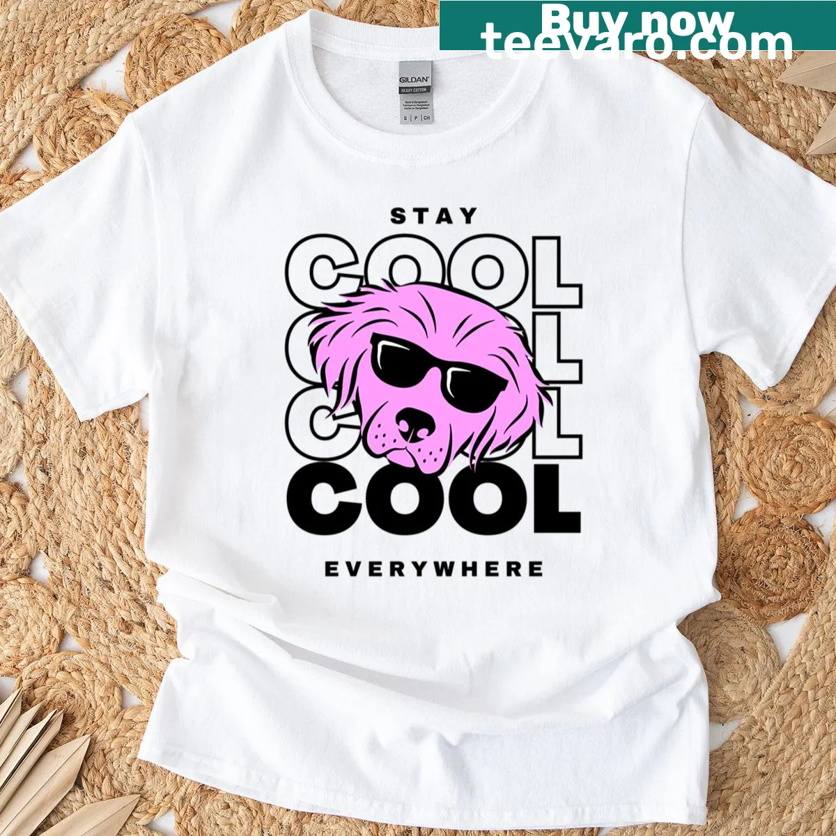 Playful dog graphic on casual T-shirt — on a men's t-shirt