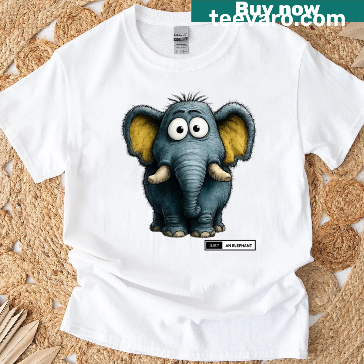 Cute cartoon elephant T-shirt with a playful design — on a men's t-shirt
