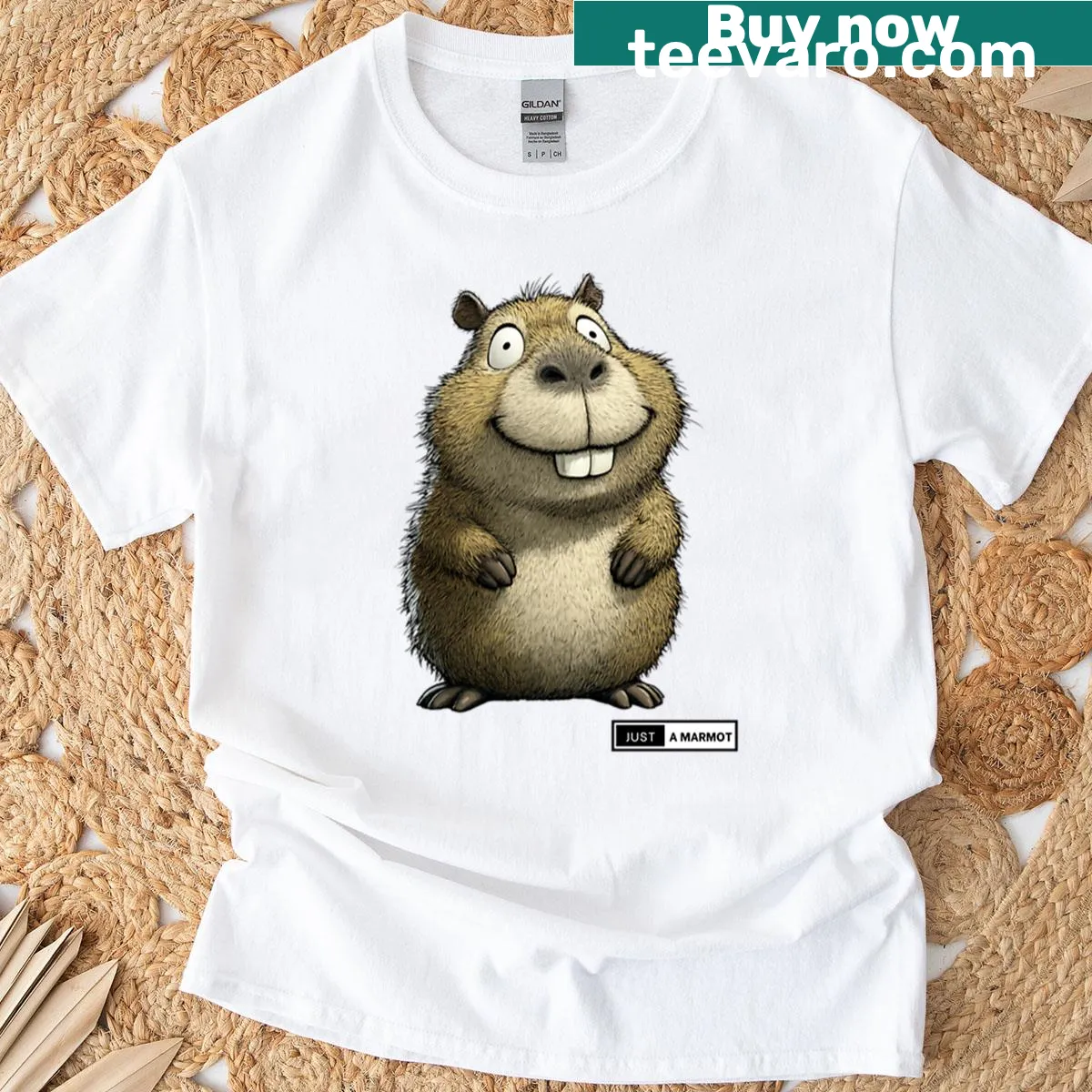 Cartoon marmot T-shirt featuring a playful design — on a men's t-shirt