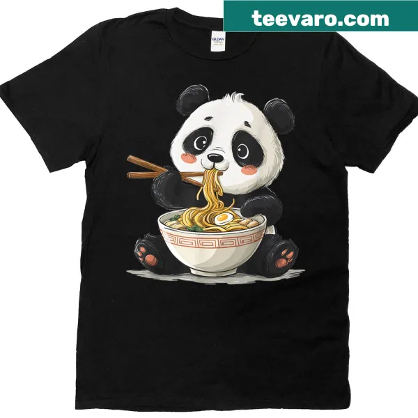 Cute panda enjoying ramen in a fun cartoon style