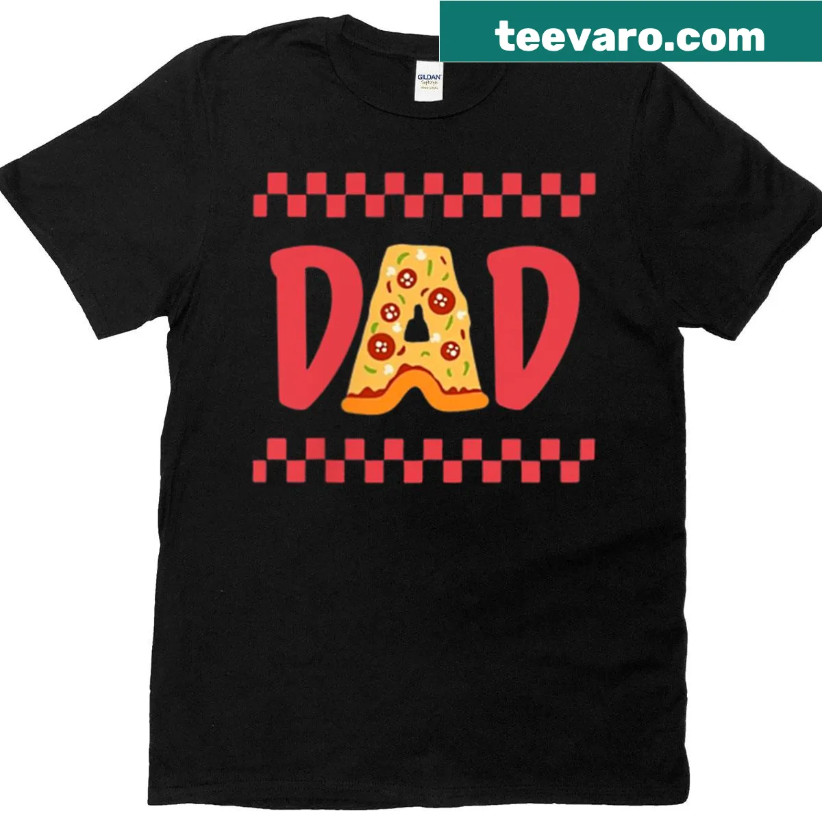 Birthday-themed graphic with pizza for dads on a t-shirt — on a men's t-shirt