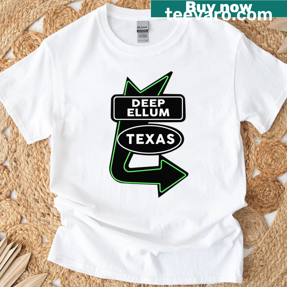 Graphic t-shirt celebrating the Deep Ellum neighborhood in Dallas — on a men's t-shirt