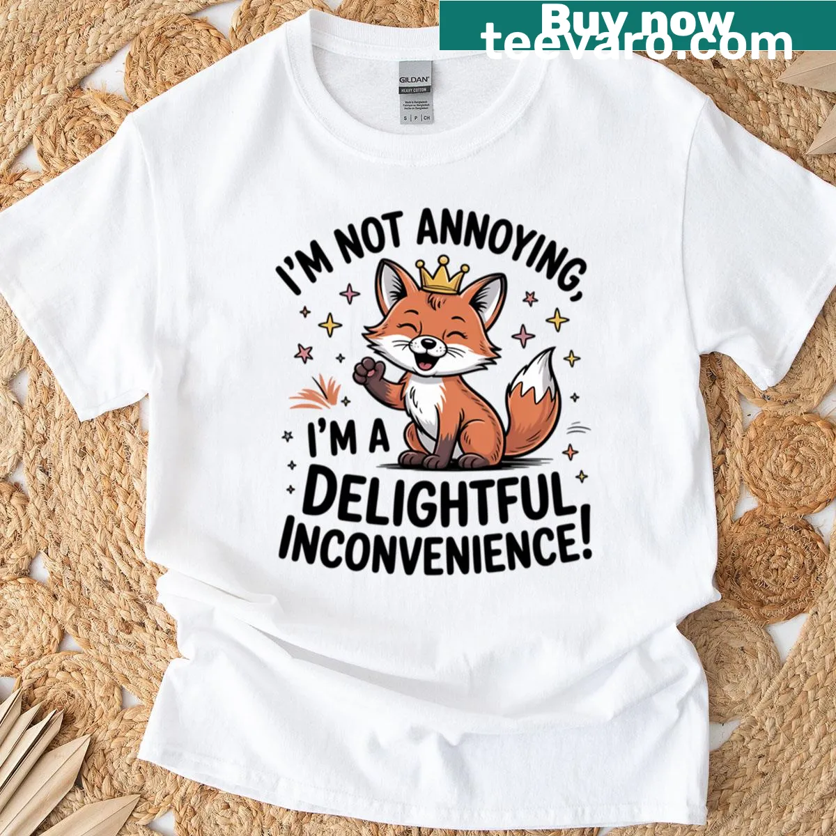 Cute fox graphic with royal sass illustration on t-shirt — on a men's t-shirt