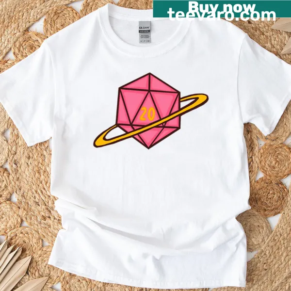 Oversized t-shirt featuring a planet made of dice in abstract typography