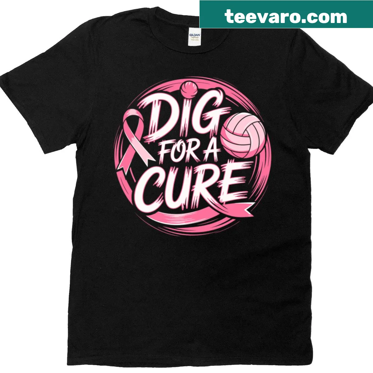 Awareness shirt saying 'Dig For A Cure' for breast cancer — on a men's t-shirt