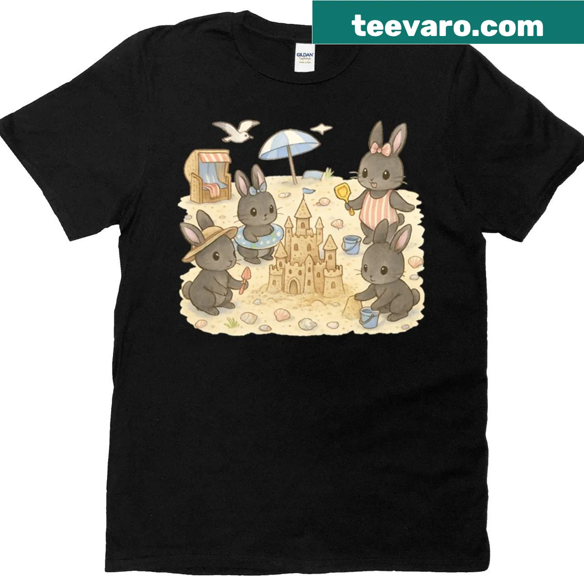 Cute dog illustration shirt with fluffy ears digging — on a men's t-shirt