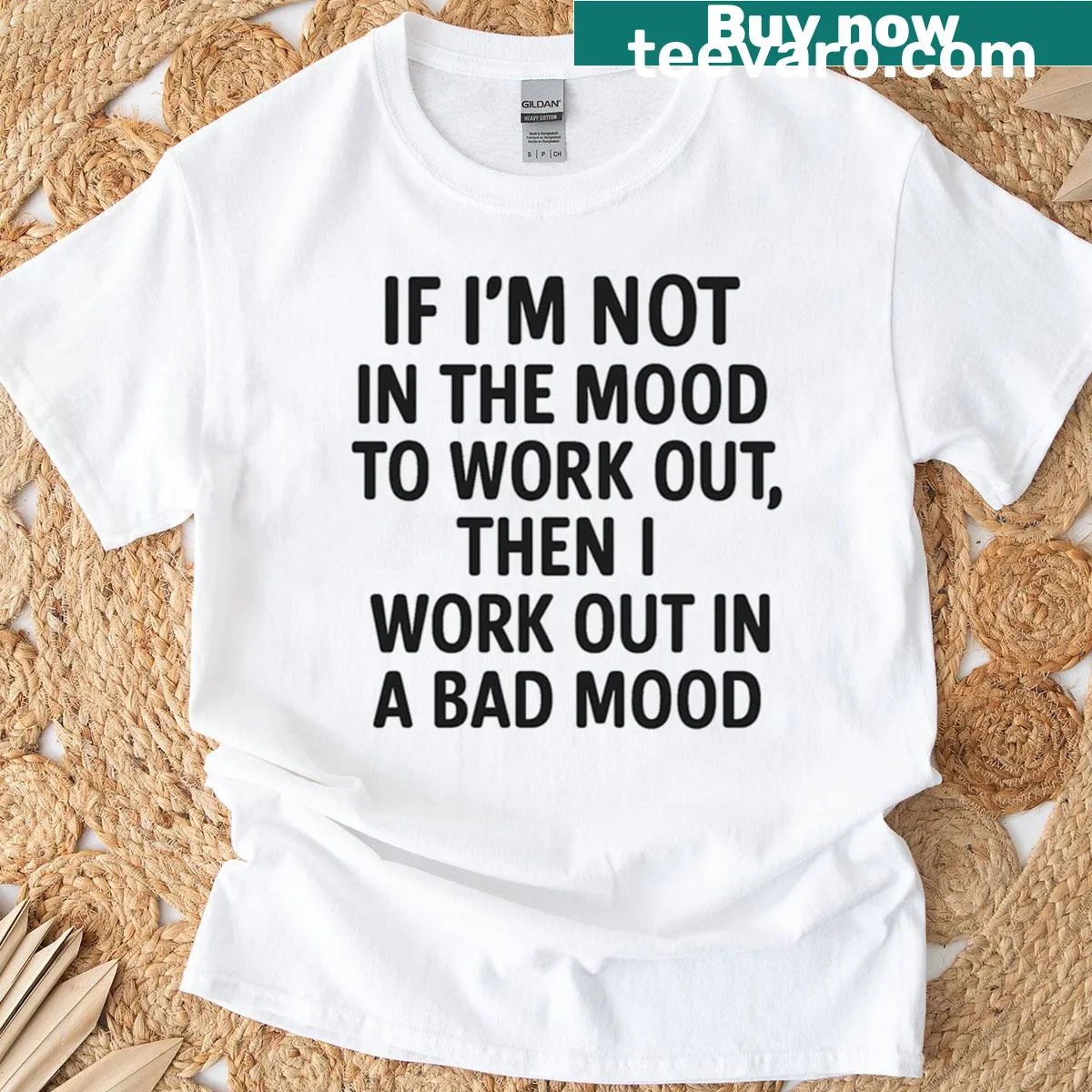 Inspirational workout quote t-shirt saying 'Discipline Over Mood' — on a men's t-shirt