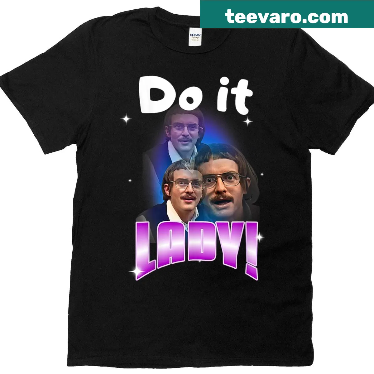 Typography T-shirt with the phrase 'Do It Lady' in a playful design — on a men's t-shirt