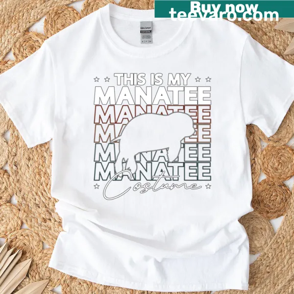 T-shirt featuring a dugong design labeled as 'Manatee Costume.'