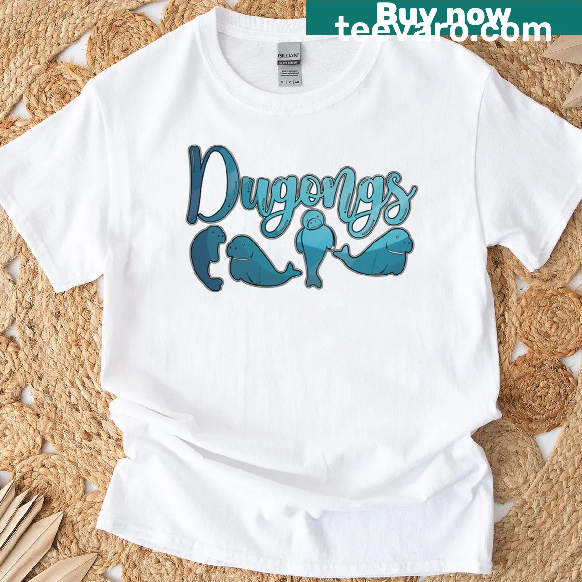 T-shirt featuring a dugong design, celebrating marine wildlife — on a men's t-shirt