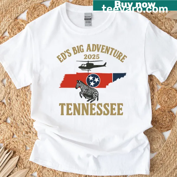 T-shirt featuring Ed the Zebra and the phrase 'Ed's Big Adventure 2025.'