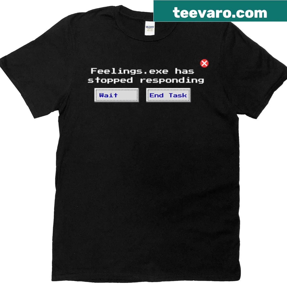Edgy tech-themed T-shirt with glitchy typography design — on a men's t-shirt