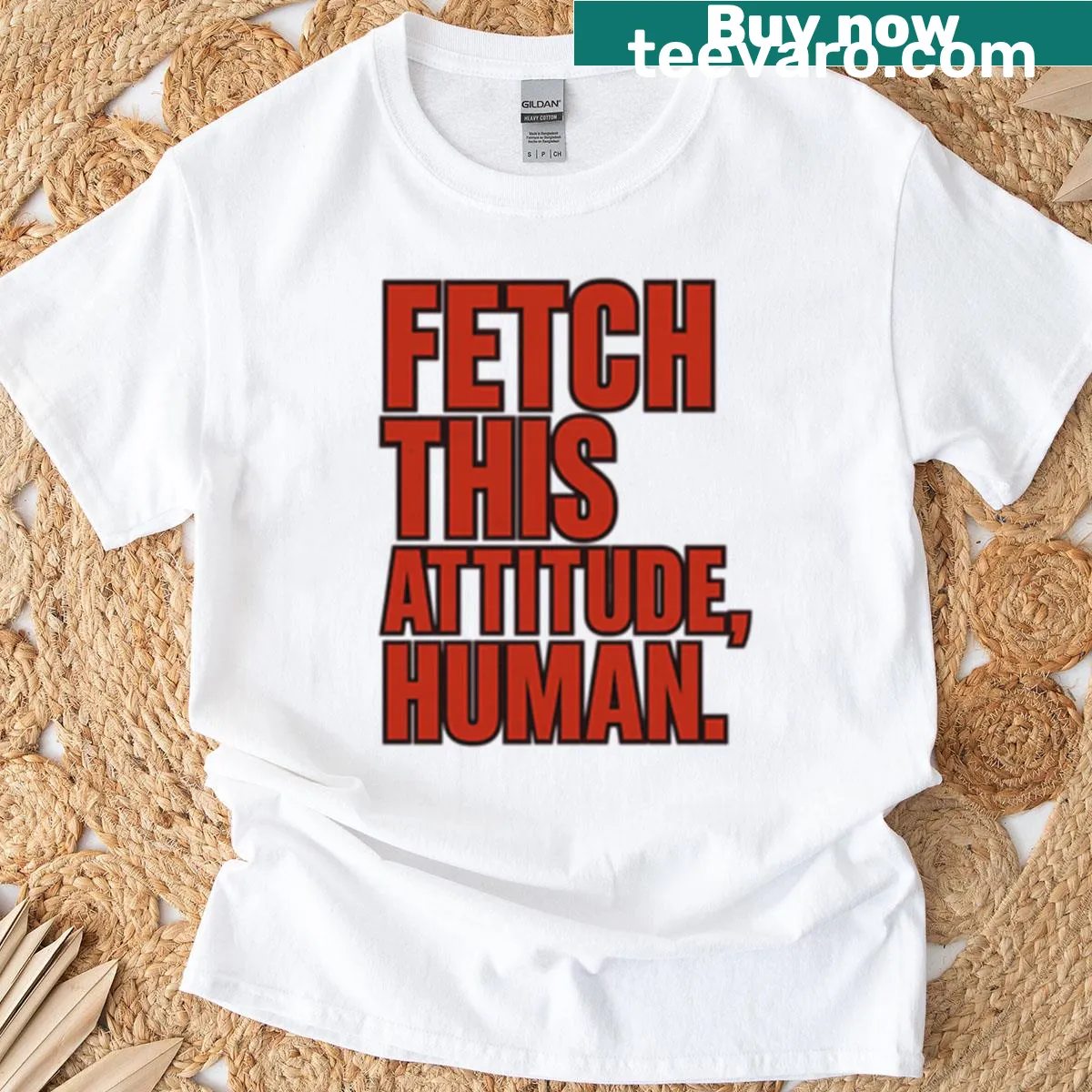 Sassy dog lover T-shirt with a humorous fetch attitude saying — on a men's t-shirt