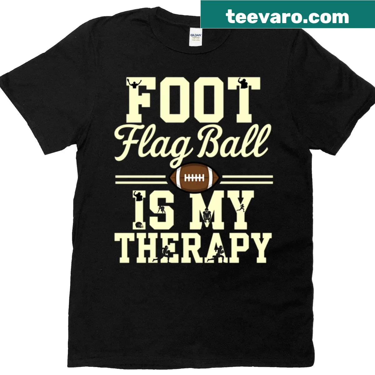 Funny flag football therapy quote T-shirt — on a men's t-shirt