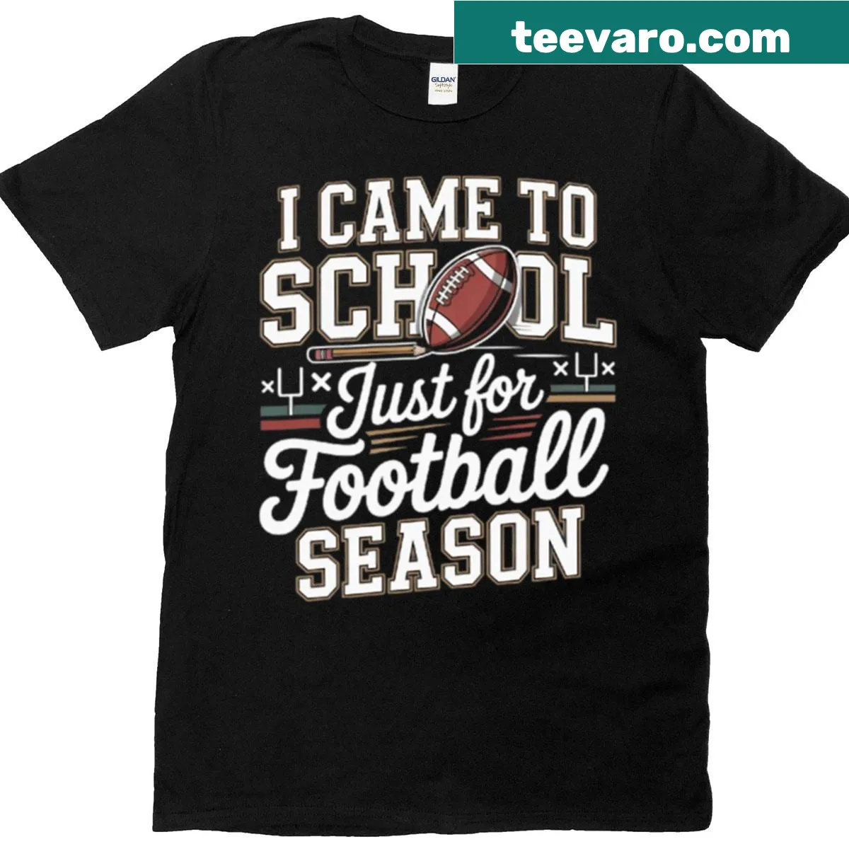 Student athlete tee with humorous football slogan — on a men's t-shirt