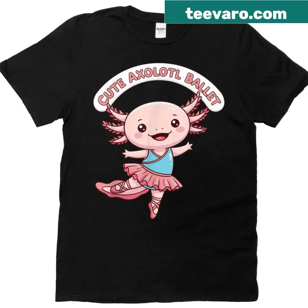 Cute axolotl performing ballet in a whimsical design