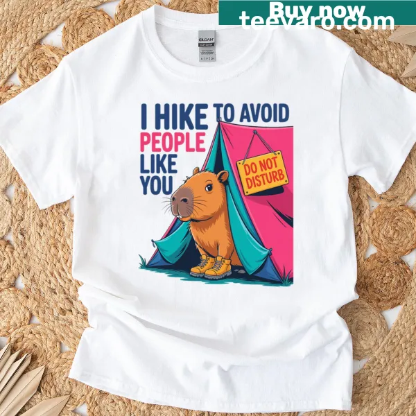 Funny capybara design with hiking and solitude theme
