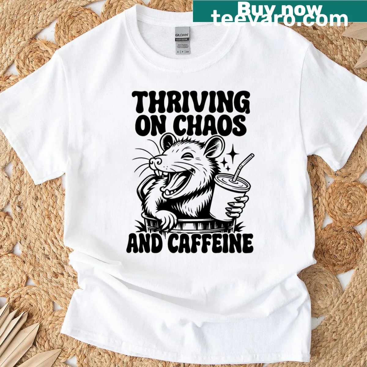 Whimsical opossum design for animal lovers with humorous tone — on a men's t-shirt