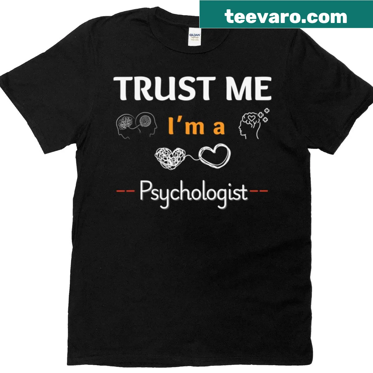 Minimalist psychologist tee with humorous slogan — on a men's t-shirt