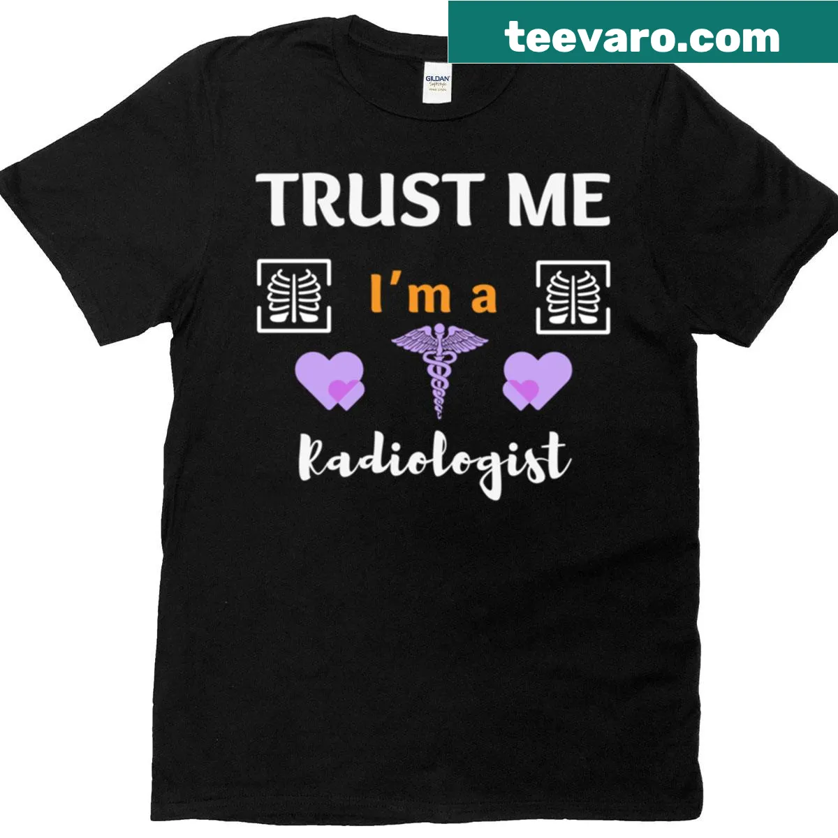 Minimalist radiologist t-shirt with humorous text — on a men's t-shirt