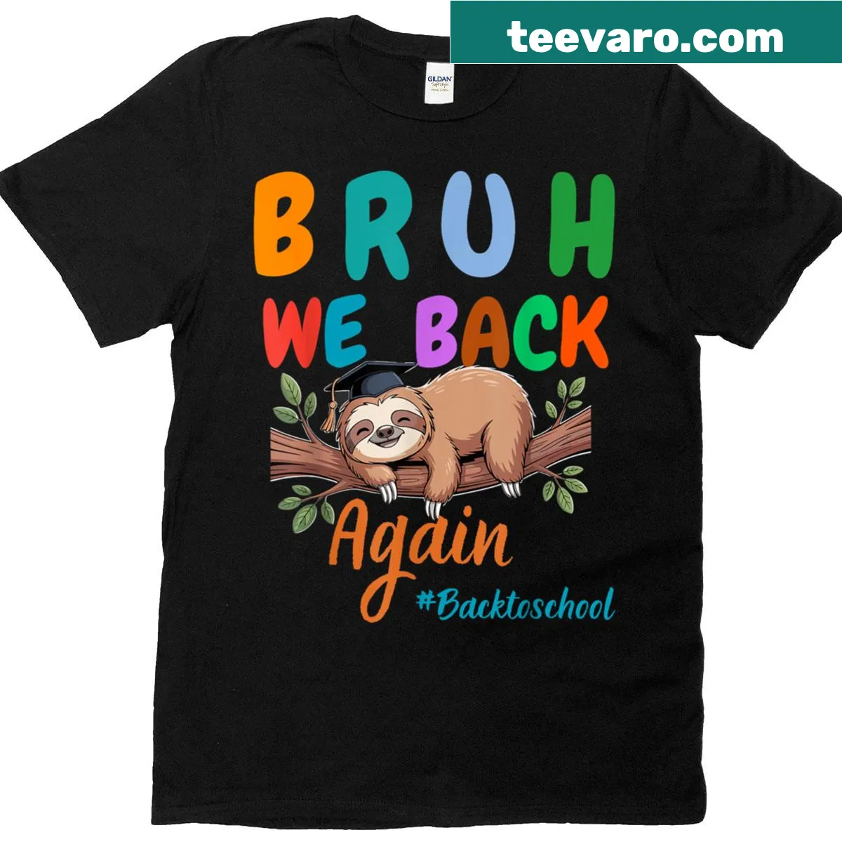 Funny sloth graphic for back to school t-shirt — on a men's t-shirt