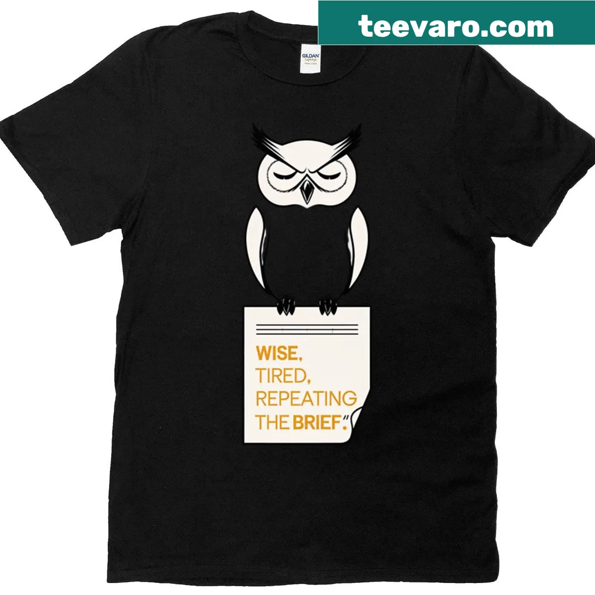 Owl design t-shirt for teachers with humorous text about teaching — on a men's t-shirt