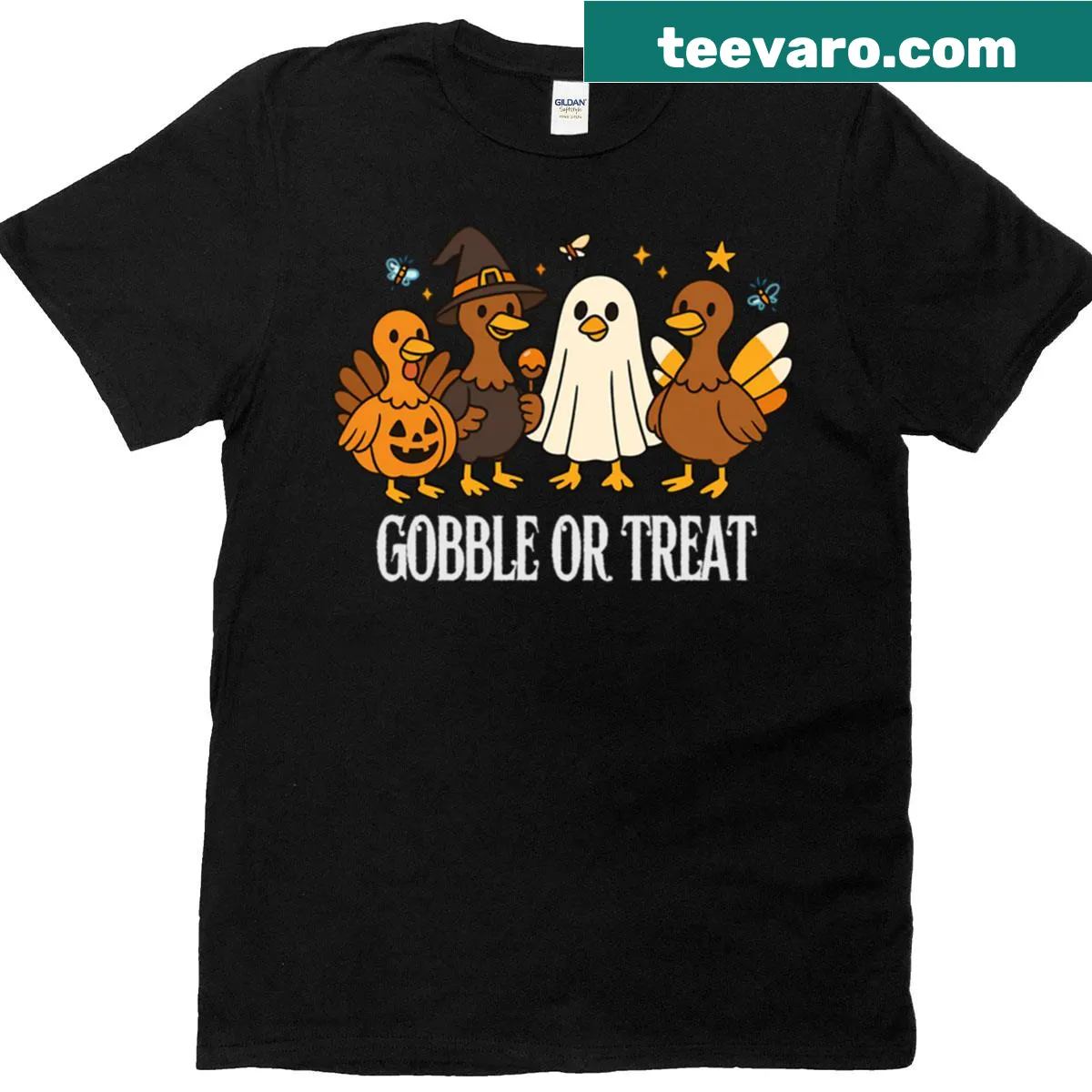 Funny Thanksgiving t-shirt with 'Gobble Or Treat' phrase — on a men's t-shirt