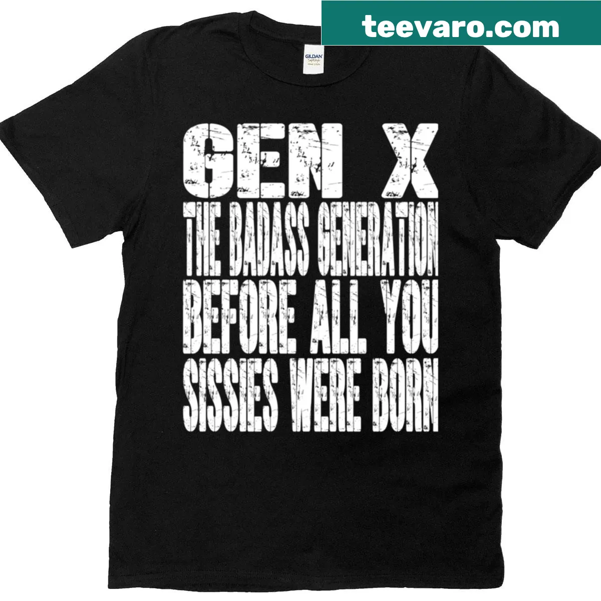 Bold typography t-shirt for proud Gen Xers — on a men's t-shirt