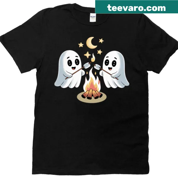 T-shirt with friendly ghosts around a campfire