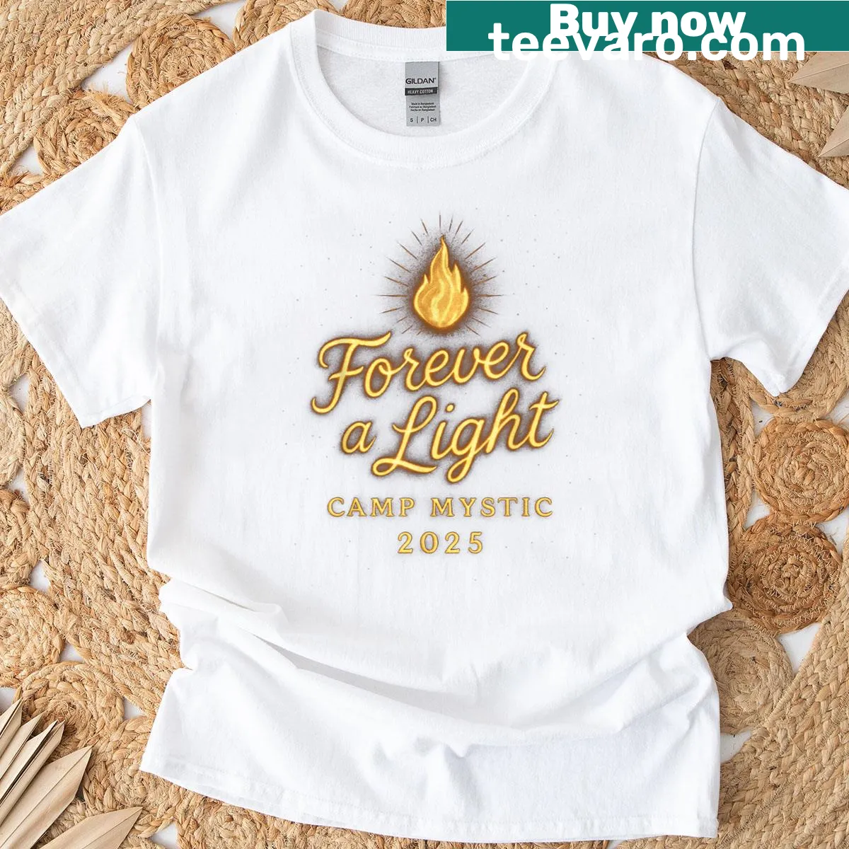 T-shirt with 'Forever Shining Light' saying for camp enthusiasts — on a men's t-shirt