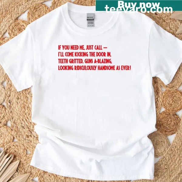 Bold red oversized t-shirt with Guns A-blazing typography design