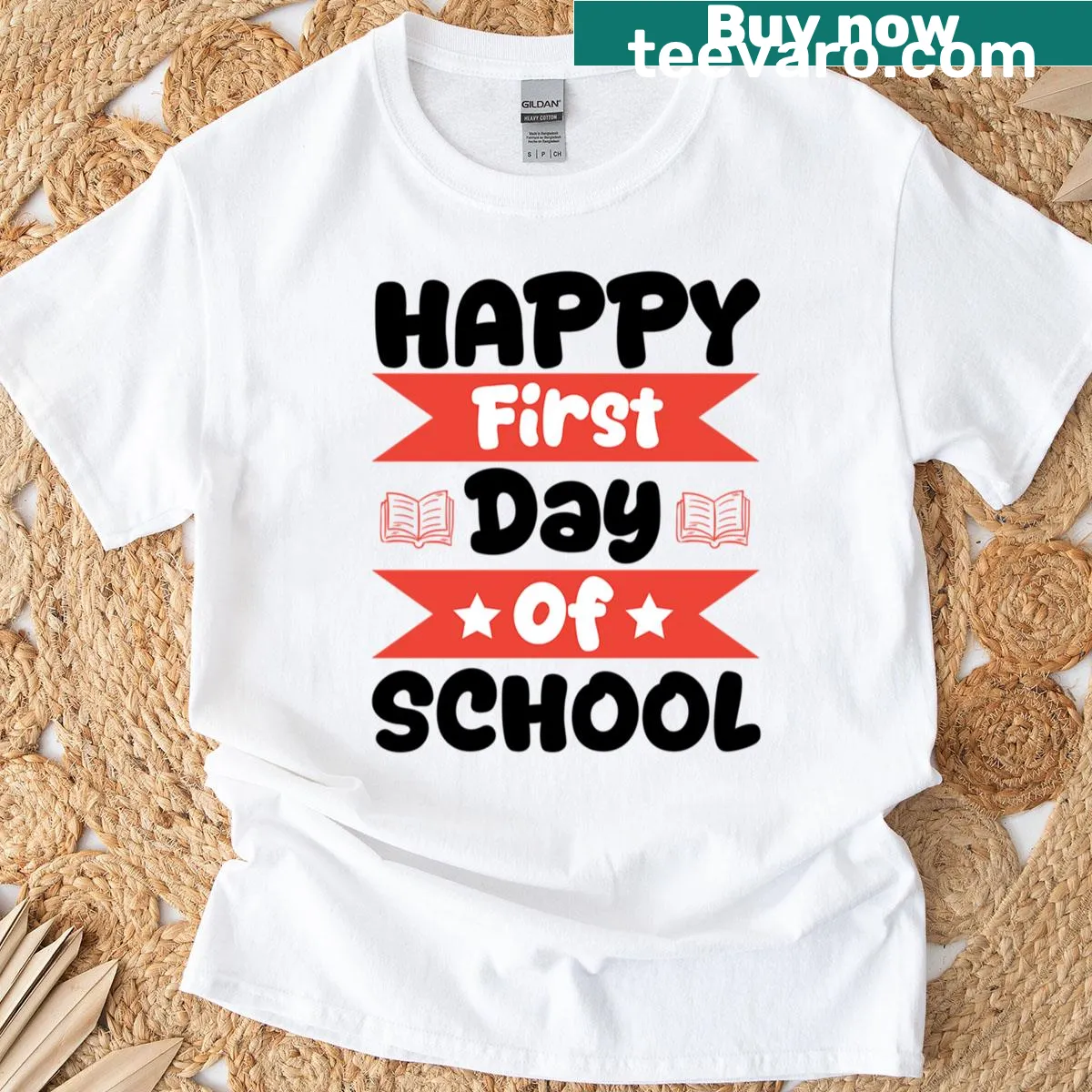 Cute first day of school t-shirt with happy design and quote — on a men's t-shirt