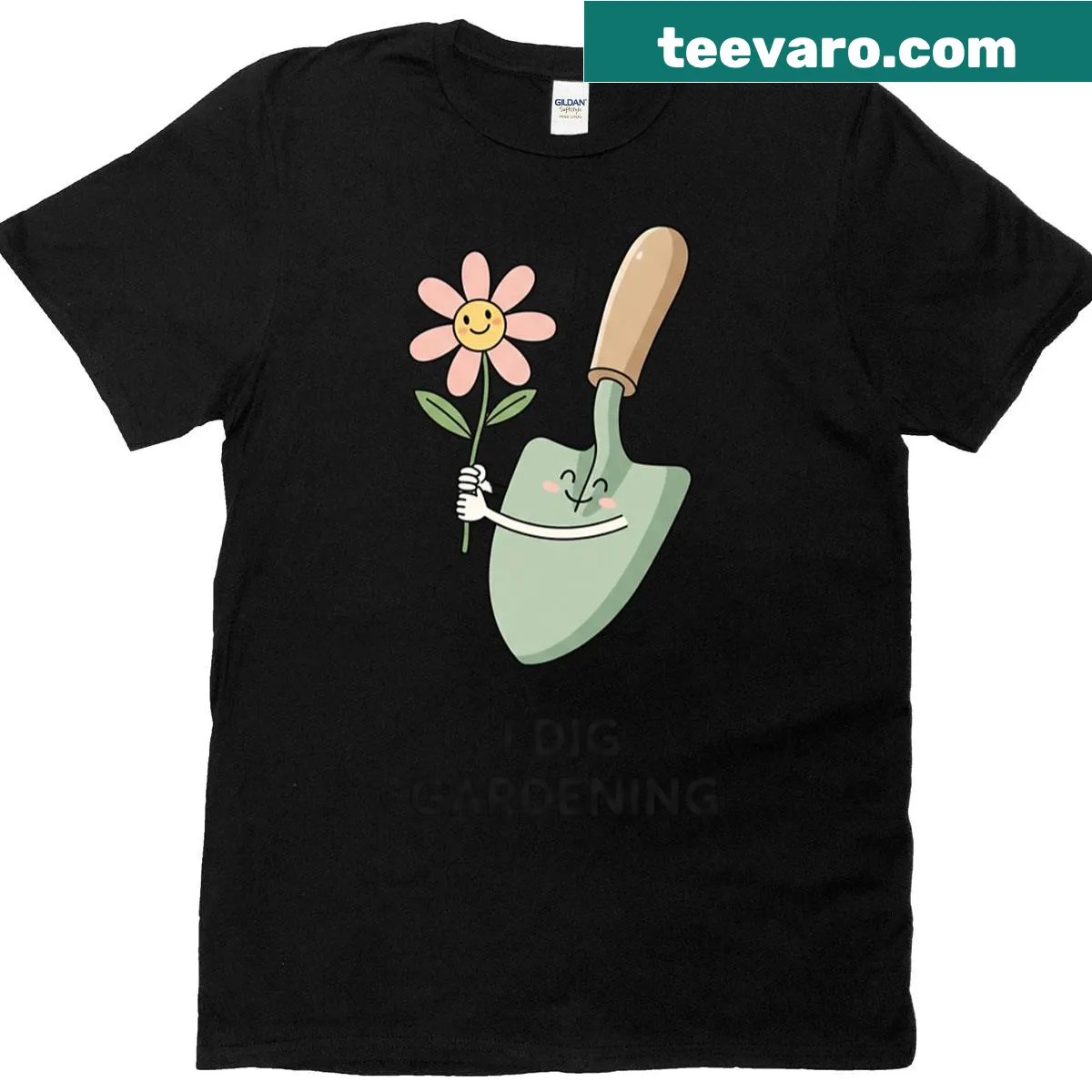 Oversized gardening t-shirt with whimsical graphic — on a men's t-shirt