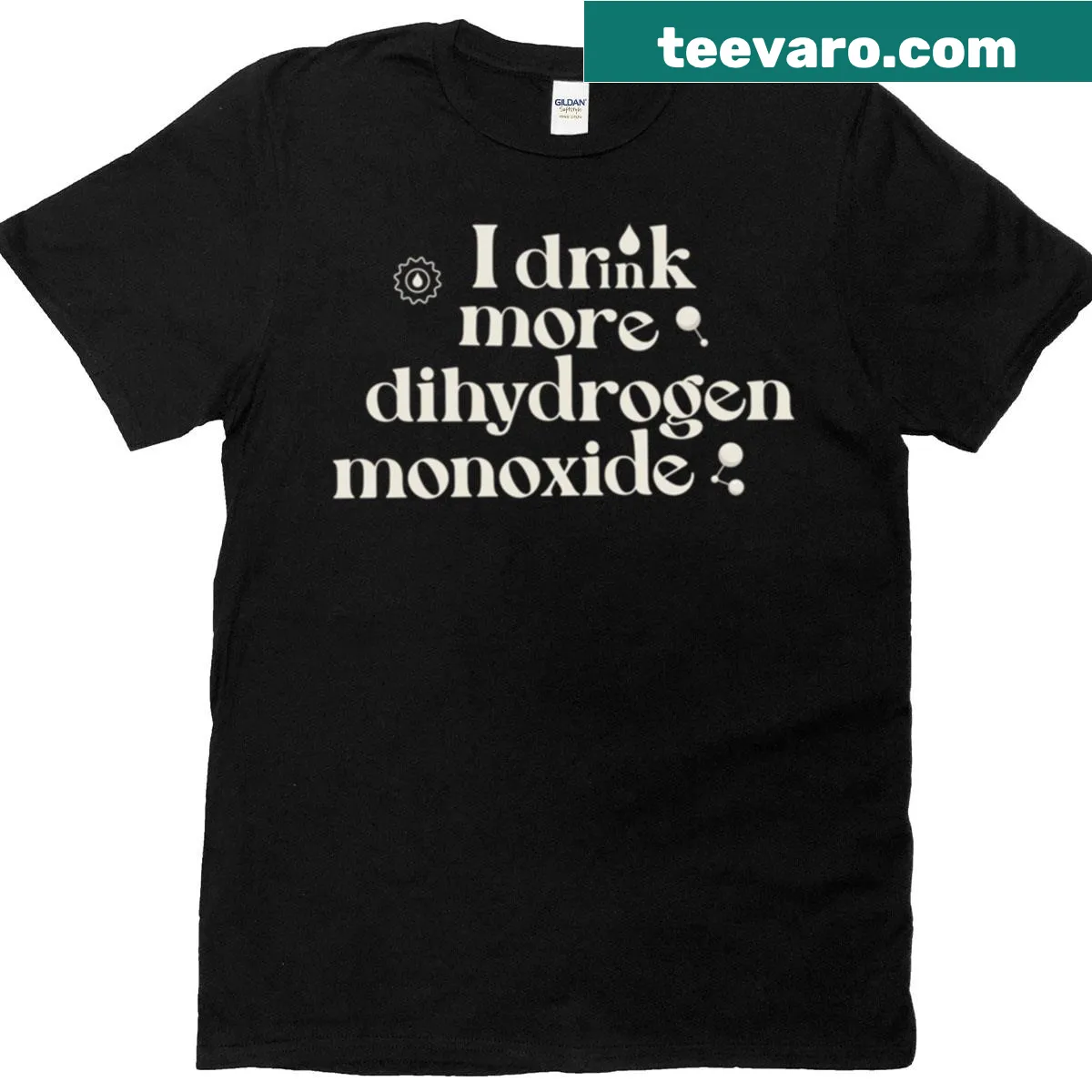 Science-themed oversized T-shirt with funny water joke — on a men's t-shirt