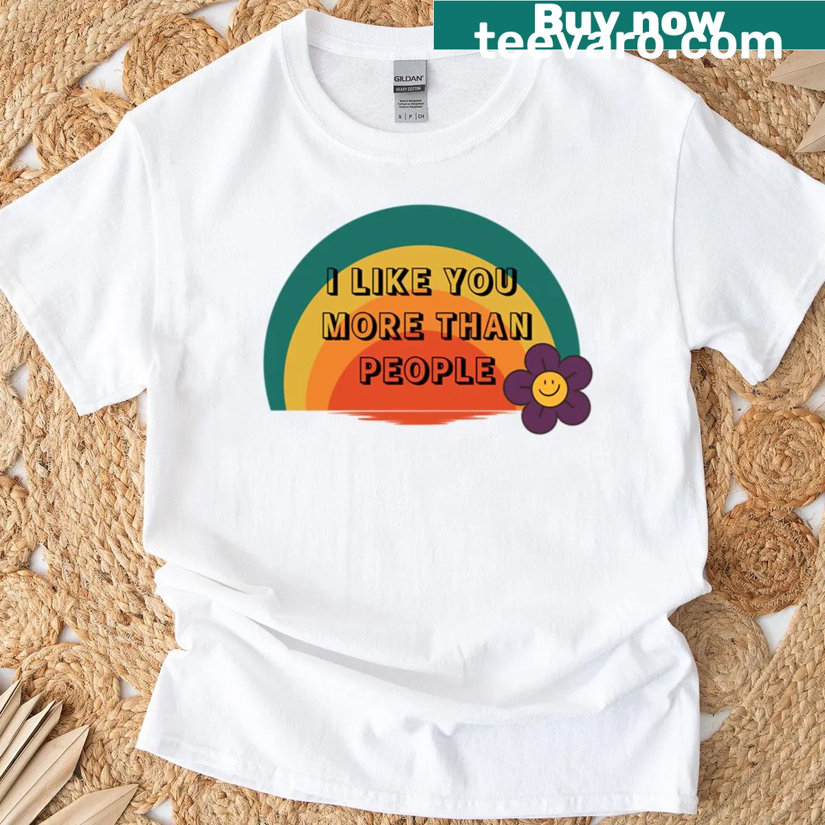Playful typography t-shirt saying I Like You More Than People — on a men's t-shirt