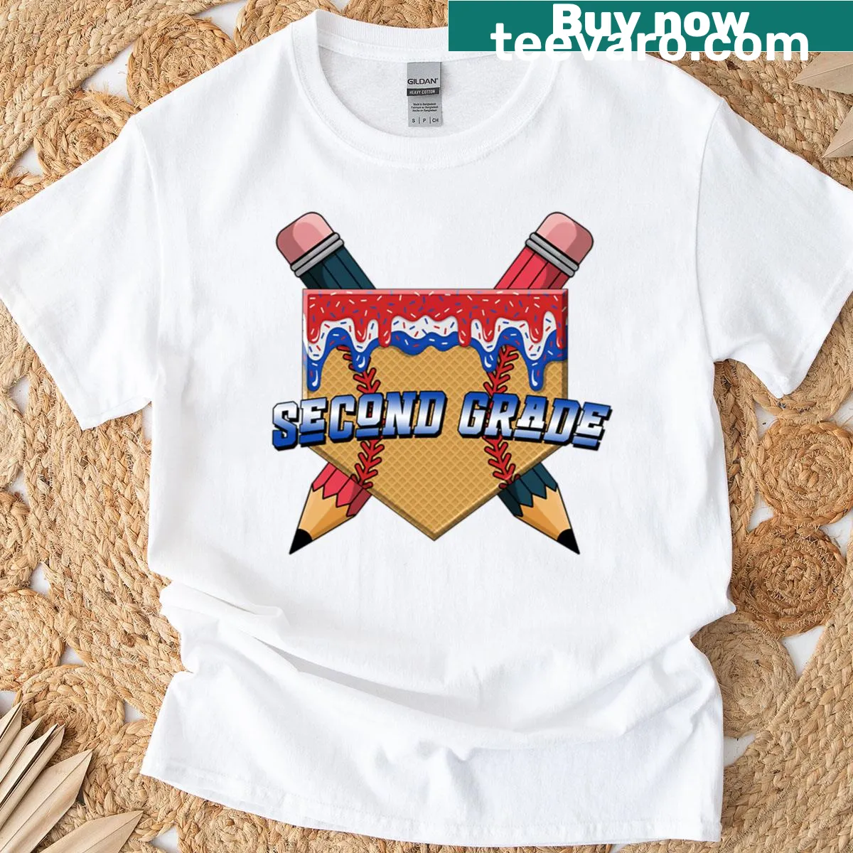 Playful oversized t-shirt for kids with ice cream drip design — on a men's t-shirt