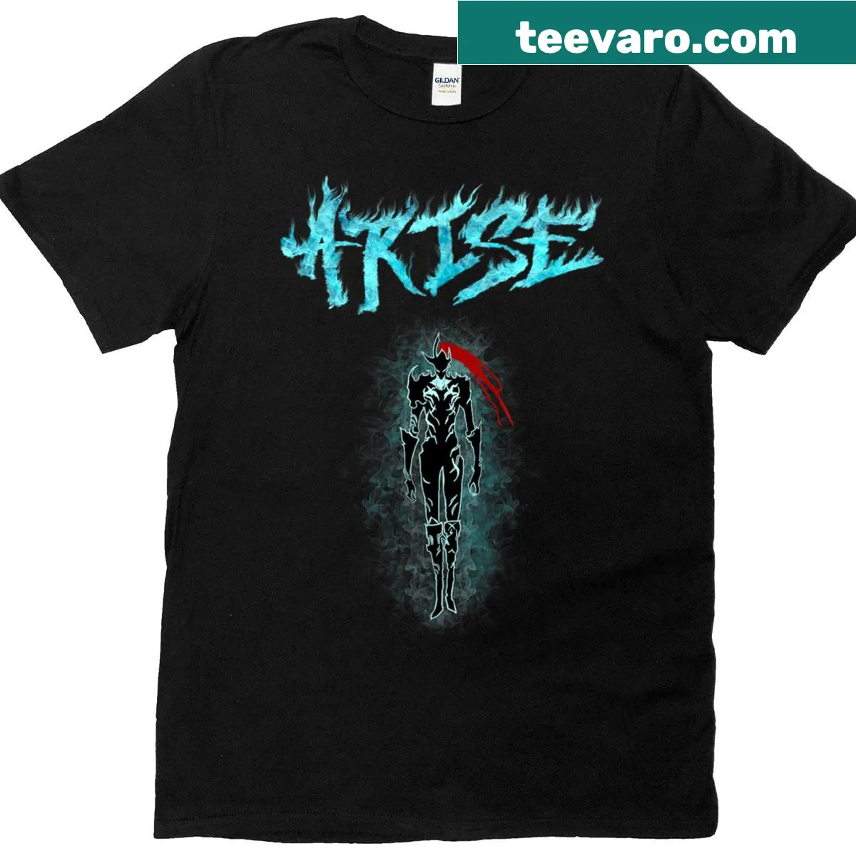 T-shirt with illustration of Igris from Solo Leveling in action — on a men's t-shirt