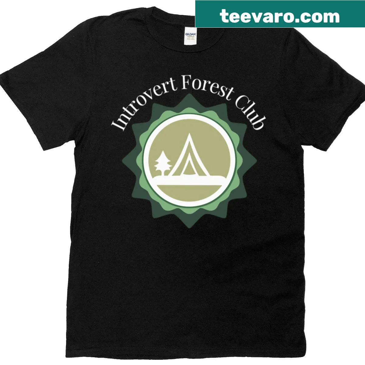 Humorous camping design for introverts with playful graphics — on a men's t-shirt