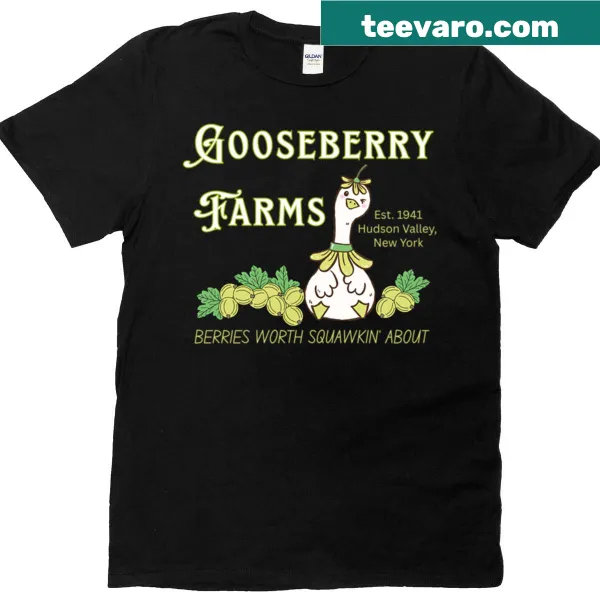 Vintage fruit crate style goose design on an oversized t-shirt