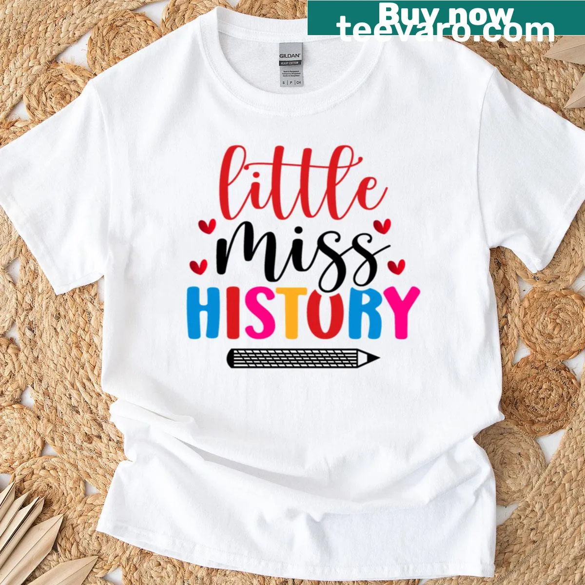 Charming 'Little Miss History' graphic on a kids' T-shirt — on a men's t-shirt