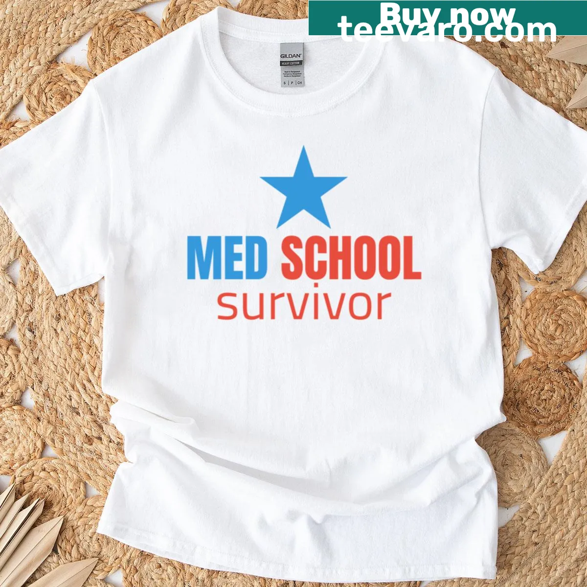 T-shirt with the text 'Med School Survivor' in bold typography — on a men's t-shirt